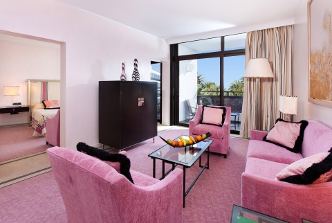 Our luxury designer hotel rooms in Maspalomas include this fabulous pink-themed Master suite